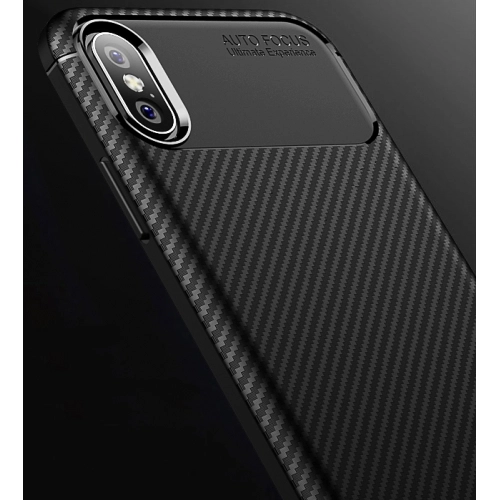 Apple iPhone X Kılıf Silikon Parmak İzi Bırakmayan Karbon Soft Negro Kapak - Siyah
