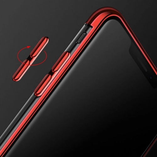 Apple iPhone X Kılıf Renkli Köşeli Lazer Şeffaf Esnek Silikon - Gri