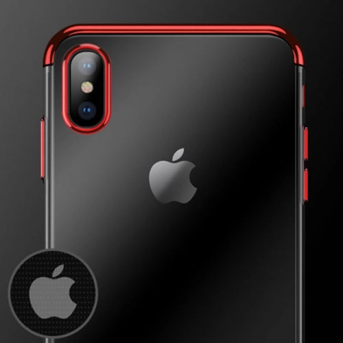 Apple iPhone X Kılıf Renkli Köşeli Lazer Şeffaf Esnek Silikon - Gri