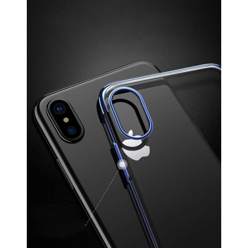 Apple iPhone X Kılıf Renkli Köşeli Lazer Şeffaf Esnek Silikon - Gri