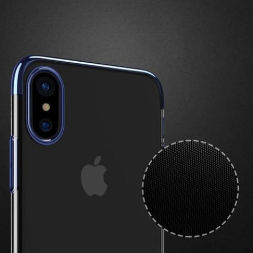 Apple iPhone X Kılıf Renkli Köşeli Lazer Şeffaf Esnek Silikon - Gri