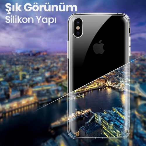 Apple iPhone X Kılıf Ultra İnce Kaliteli Esnek Silikon 0.2mm - Şeffaf