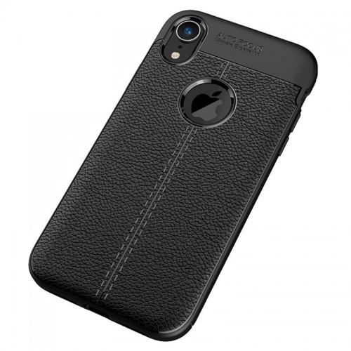 Apple iPhone Xr Kılıf Deri Görünümlü Lüks Parmak İzi Bırakmaz Niss Silikon Kapak - Siyah