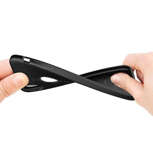 Apple iPhone Xr Kılıf Deri Görünümlü Lüks Parmak İzi Bırakmaz Niss Silikon Kapak - Siyah