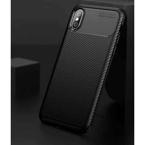 Apple iPhone Xs Kılıf Silikon Parmak İzi Bırakmayan Karbon Soft Negro Kapak - Siyah