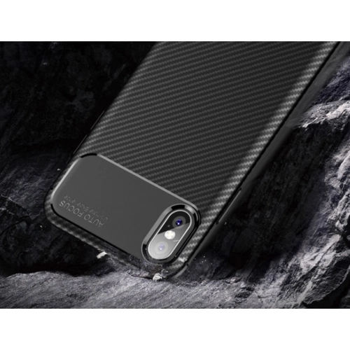 Apple iPhone Xs Kılıf Silikon Parmak İzi Bırakmayan Karbon Soft Negro Kapak - Lacivert