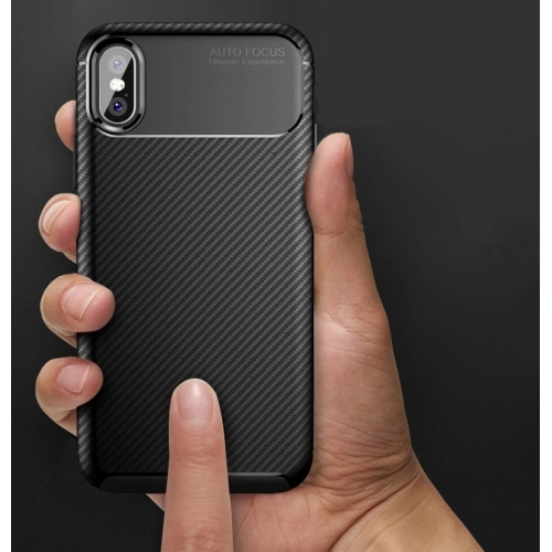 Apple iPhone Xs Kılıf Silikon Parmak İzi Bırakmayan Karbon Soft Negro Kapak - Lacivert