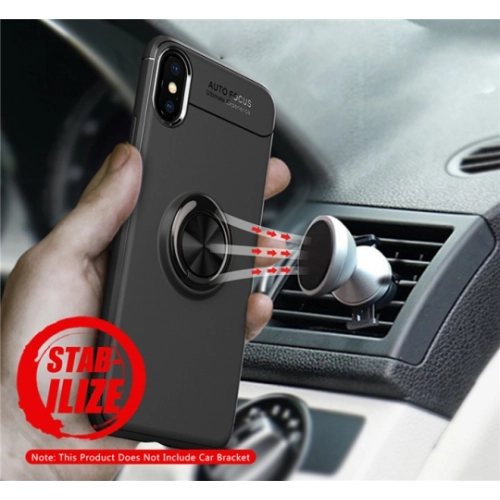 Apple iPhone Xs Max Kılıf Renkli Silikon Yüzüklü Standlı Auto Focus Ravel Kapak - Rose Gold