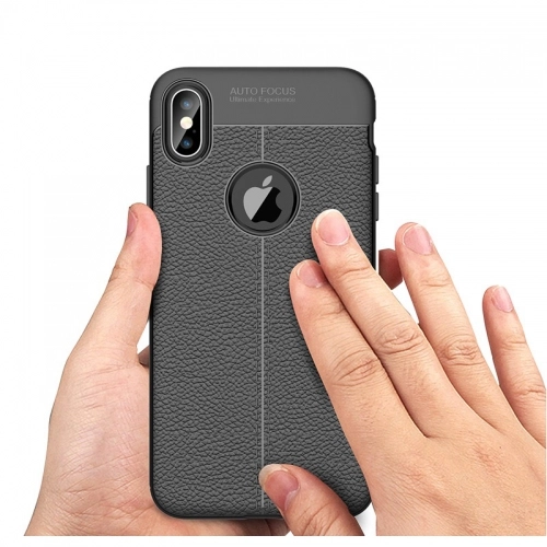 Apple iPhone Xs Max Kılıf Deri Görünümlü Lüks Parmak İzi Bırakmaz Niss Silikon Kapak - Lacivert