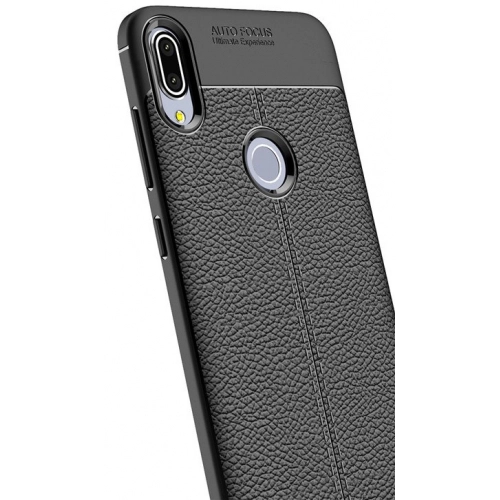 Asus Zenfone 5Z ZS620KL Kılıf Deri Görünümlü Lüks Parmak İzi Bırakmaz Niss Silikon Kapak - Siyah