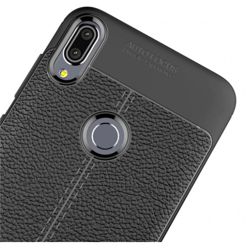 Asus Zenfone 5Z ZS620KL Kılıf Deri Görünümlü Lüks Parmak İzi Bırakmaz Niss Silikon Kapak - Siyah