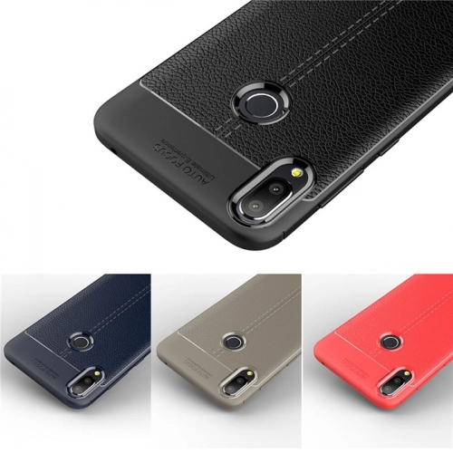 Asus Zenfone 5Z ZS620KL Kılıf Deri Görünümlü Lüks Parmak İzi Bırakmaz Niss Silikon Kapak - Siyah