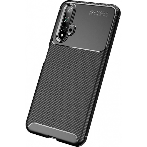 Honor 20 Kılıf Silikon Parmak İzi Bırakmayan Karbon Soft Negro Kapak - Siyah
