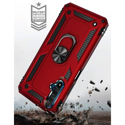 Honor 20 Kılıf Silikon Zırhlı Standlı Yüzüklü Mıknatıslı Tank Kapak - Rose Gold