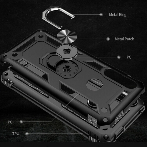 Honor 9x Kılıf Silikon Zırhlı Standlı Yüzüklü Mıknatıslı Tank Kapak - Siyah