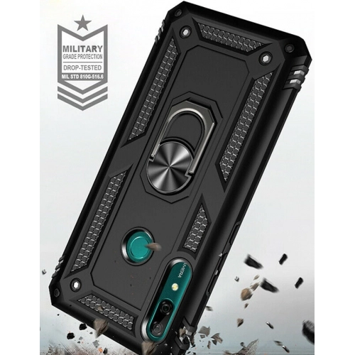 Honor 9x Kılıf Silikon Zırhlı Standlı Yüzüklü Mıknatıslı Tank Kapak - Gümüş