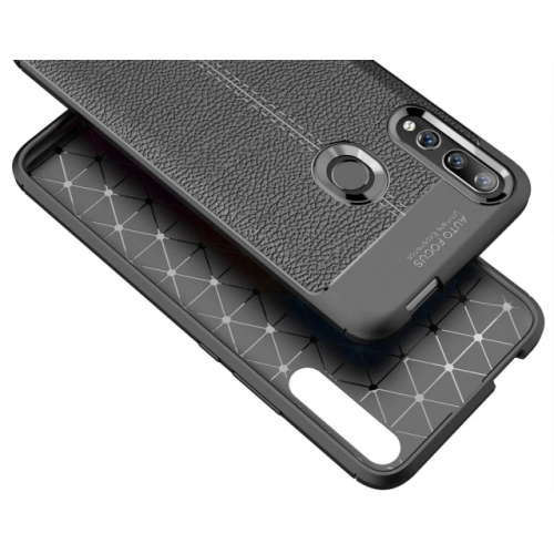 Honor 9x Kılıf Deri Görünümlü Lüks Parmak İzi Bırakmaz Niss Silikon Kapak - Siyah