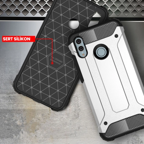 Huawei Honor 10 Lite Kılıf Zırhlı Tank Crash Silikon Kapak - Gold