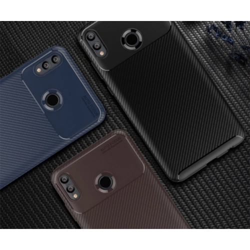 Huawei Honor 10 Lite Kılıf Silikon Parmak İzi Bırakmayan Karbon Soft Negro Kapak - Lacivert