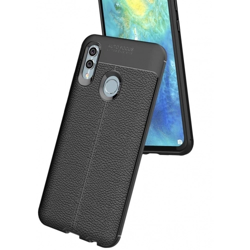 Huawei Honor 10 Lite Kılıf Deri Görünümlü Lüks Parmak İzi Bırakmaz Niss Silikon Kapak - Lacivert