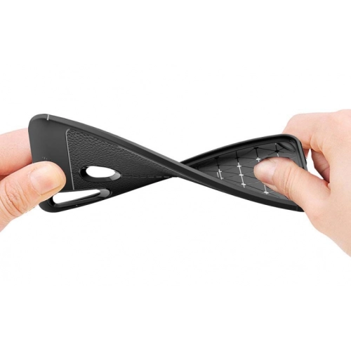 Huawei Honor 10 Lite Kılıf Deri Görünümlü Lüks Parmak İzi Bırakmaz Niss Silikon Kapak - Siyah