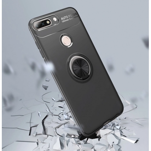 Huawei Honor 7C Kılıf Renkli Silikon Yüzüklü Standlı Auto Focus Ravel Kapak - Mavi