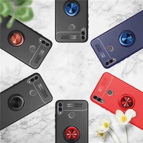 Huawei Honor 8c Kılıf Renkli Silikon Yüzüklü Standlı Auto Focus Ravel Kapak - Siyah