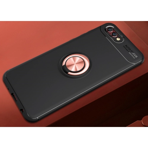 Huawei Honor 8c Kılıf Renkli Silikon Yüzüklü Standlı Auto Focus Ravel Kapak - Siyah