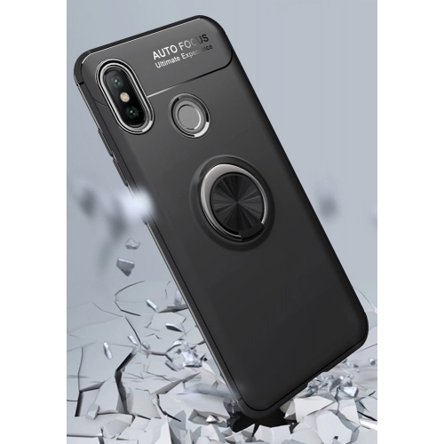 Huawei Honor 8c Kılıf Renkli Silikon Yüzüklü Standlı Auto Focus Ravel Kapak - Siyah