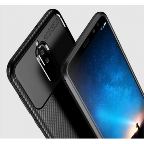 Huawei Mate 10 Lite Kılıf Silikon Parmak İzi Bırakmayan Karbon Soft Negro Kapak - Siyah