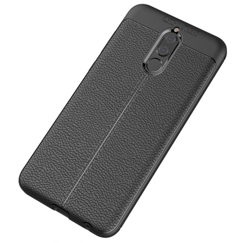 Huawei Mate 10 Lite Kılıf Deri Görünümlü Lüks Parmak İzi Bırakmaz Niss Silikon Kapak - Lacivert