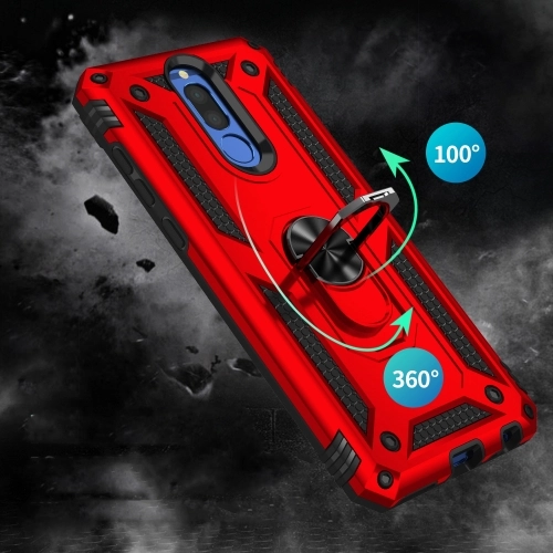 Huawei Mate 10 Lite Kılıf Silikon Zırhlı Standlı Yüzüklü Mıknatıslı Tank Kapak - Rose Gold