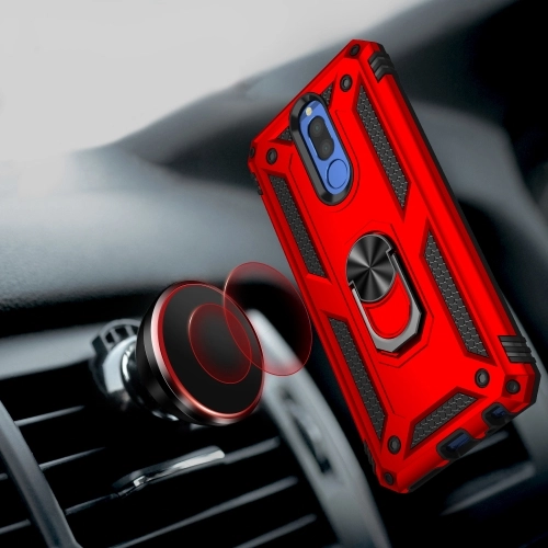 Huawei Mate 10 Lite Kılıf Silikon Zırhlı Standlı Yüzüklü Mıknatıslı Tank Kapak - Gri