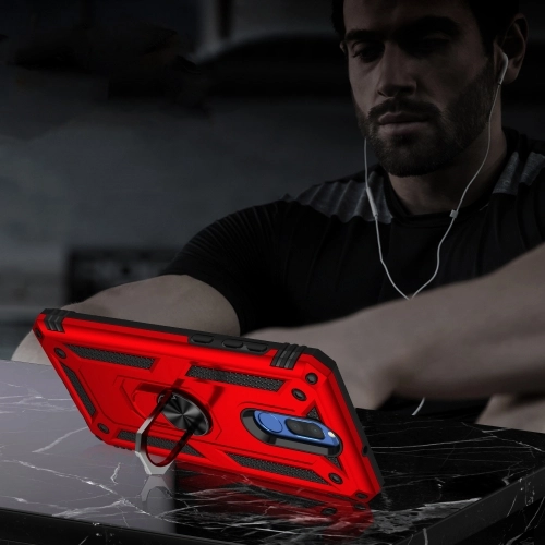 Huawei Mate 10 Lite Kılıf Silikon Zırhlı Standlı Yüzüklü Mıknatıslı Tank Kapak - Gri