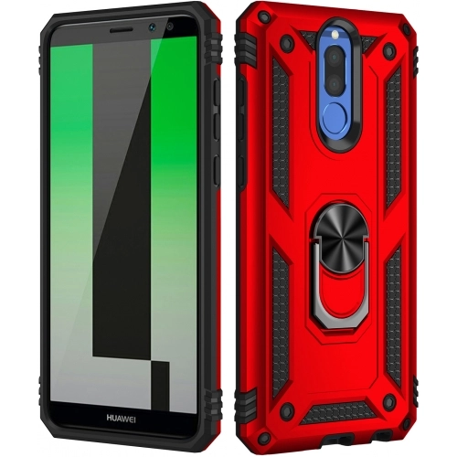 Huawei Mate 10 Lite Kılıf Silikon Zırhlı Standlı Yüzüklü Mıknatıslı Tank Kapak - Gri