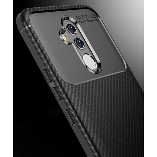 Huawei Mate 20 Lite Kılıf Silikon Parmak İzi Bırakmayan Karbon Soft Negro Kapak - Lacivert