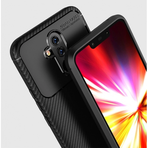 Huawei Mate 20 Lite Kılıf Silikon Parmak İzi Bırakmayan Karbon Soft Negro Kapak - Siyah