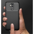 Huawei Mate 20 Lite Kılıf Silikon Parmak İzi Bırakmayan Karbon Soft Negro Kapak - Lacivert