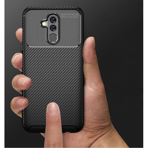 Huawei Mate 20 Lite Kılıf Silikon Parmak İzi Bırakmayan Karbon Soft Negro Kapak - Lacivert