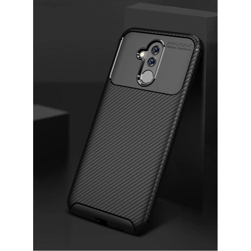 Huawei Mate 20 Lite Kılıf Silikon Parmak İzi Bırakmayan Karbon Soft Negro Kapak - Lacivert