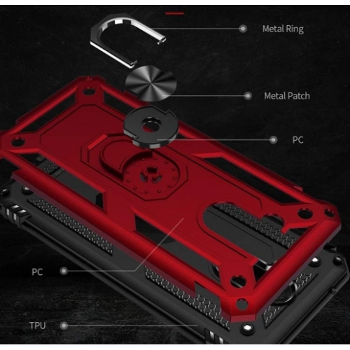 Huawei Mate 20 Lite Kılıf Silikon Zırhlı Standlı Yüzüklü Mıknatıslı Tank Kapak - Lacivert