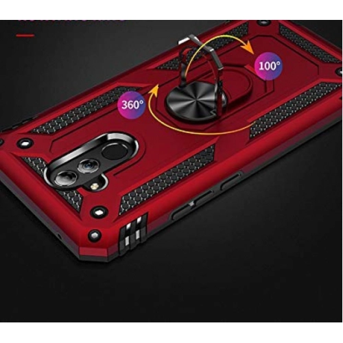 Huawei Mate 20 Lite Kılıf Silikon Zırhlı Standlı Yüzüklü Mıknatıslı Tank Kapak - Lacivert