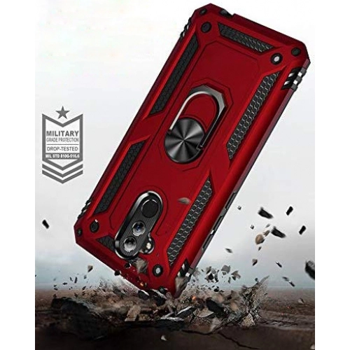 Huawei Mate 20 Lite Kılıf Silikon Zırhlı Standlı Yüzüklü Mıknatıslı Tank Kapak - Lacivert