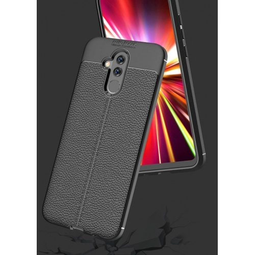 Huawei Mate 20 Lite Kılıf Deri Görünümlü Lüks Parmak İzi Bırakmaz Niss Silikon Kapak - Kırmızı