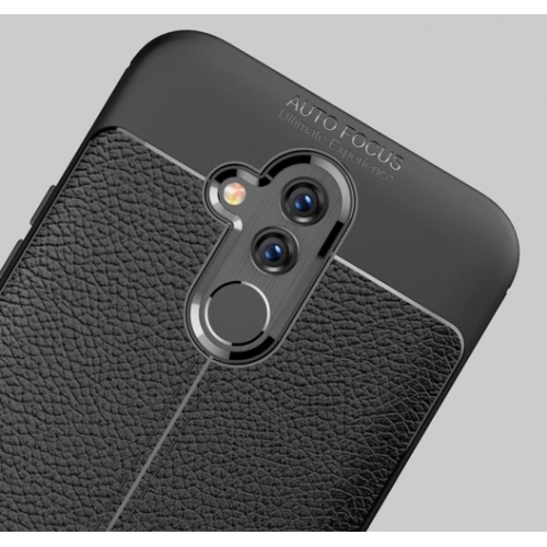 Huawei Mate 20 Lite Kılıf Deri Görünümlü Lüks Parmak İzi Bırakmaz Niss Silikon Kapak - Siyah