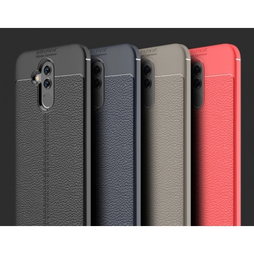 Huawei Mate 20 Lite Kılıf Deri Görünümlü Lüks Parmak İzi Bırakmaz Niss Silikon Kapak - Kırmızı