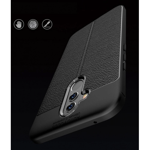 Huawei Mate 20 Lite Kılıf Deri Görünümlü Lüks Parmak İzi Bırakmaz Niss Silikon Kapak - Kırmızı