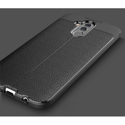 Huawei Mate 20 Lite Kılıf Deri Görünümlü Lüks Parmak İzi Bırakmaz Niss Silikon Kapak - Kırmızı