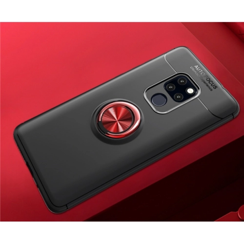 Huawei Mate 20 Pro Kılıf Renkli Silikon Yüzüklü Standlı Auto Focus Ravel Kapak - Kırmızı