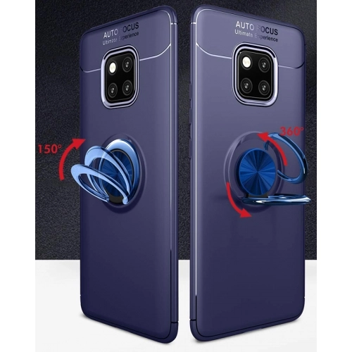 Huawei Mate 20 Pro Kılıf Renkli Silikon Yüzüklü Standlı Auto Focus Ravel Kapak - Mavi